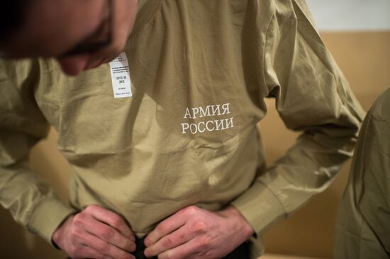 Calling up for miltiary service in Russian towns