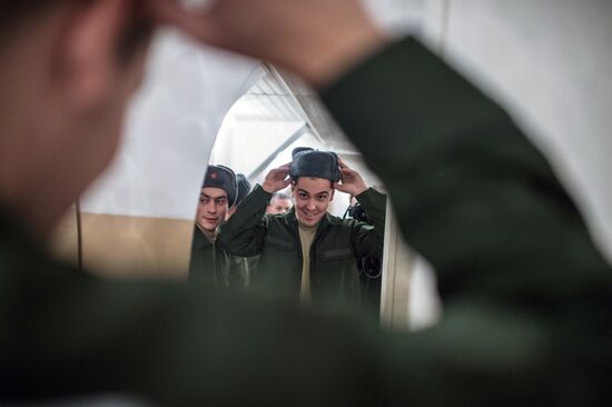 Calling up for miltiary service in Russian towns