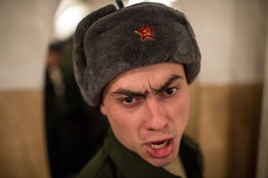 Calling up for miltiary service in Russian towns