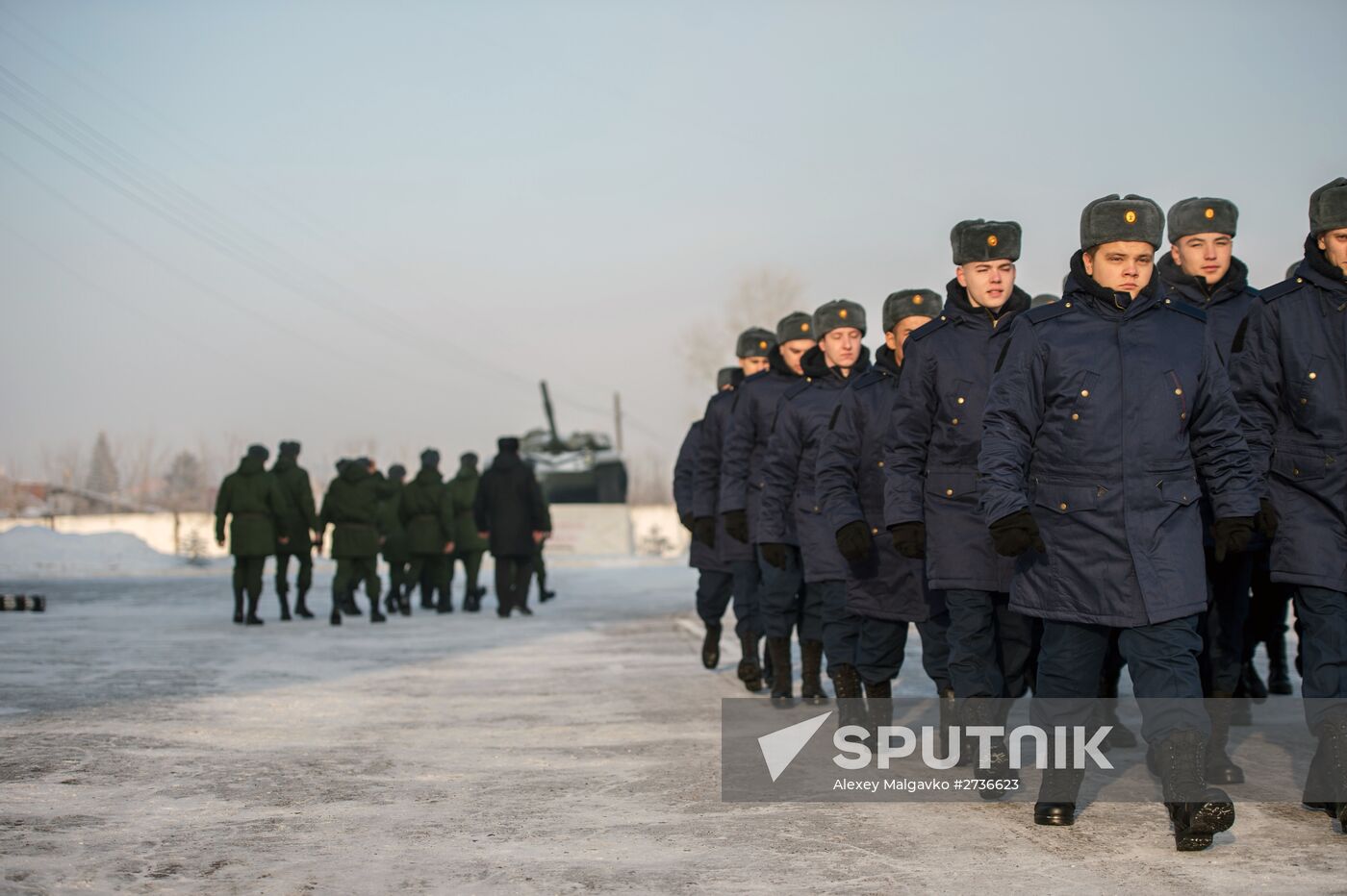 Calling up for miltiary service in Russian towns