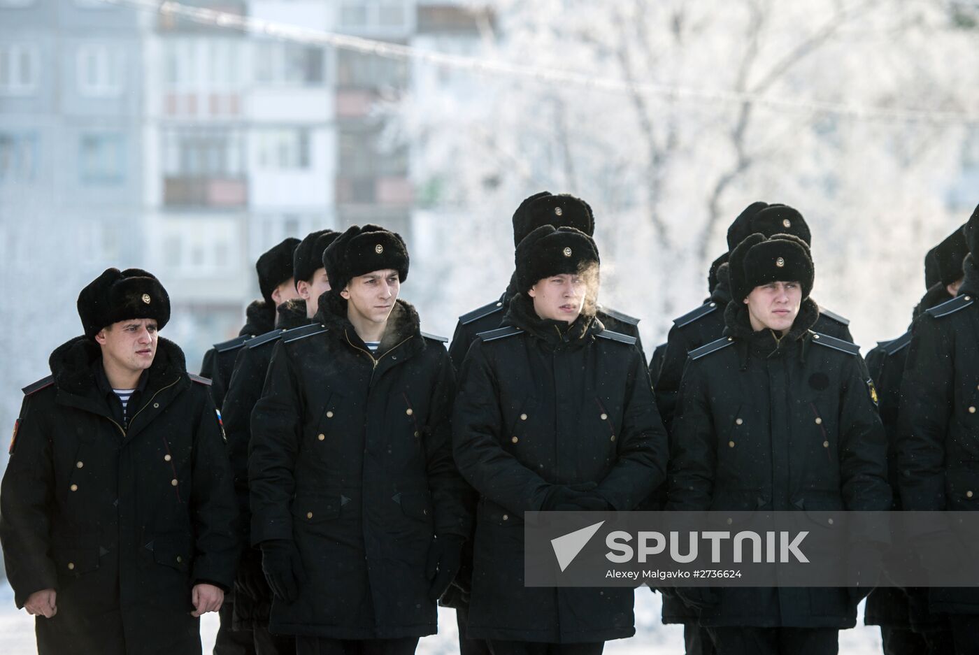 Calling up for miltiary service in Russian towns