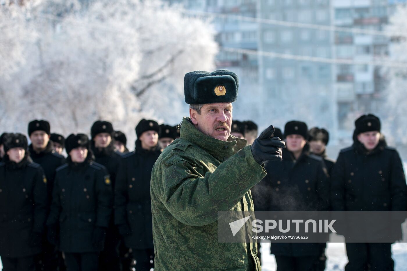 Calling up for miltiary service in Russian towns