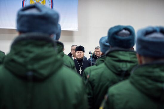 Calling up for miltiary service in Russian towns