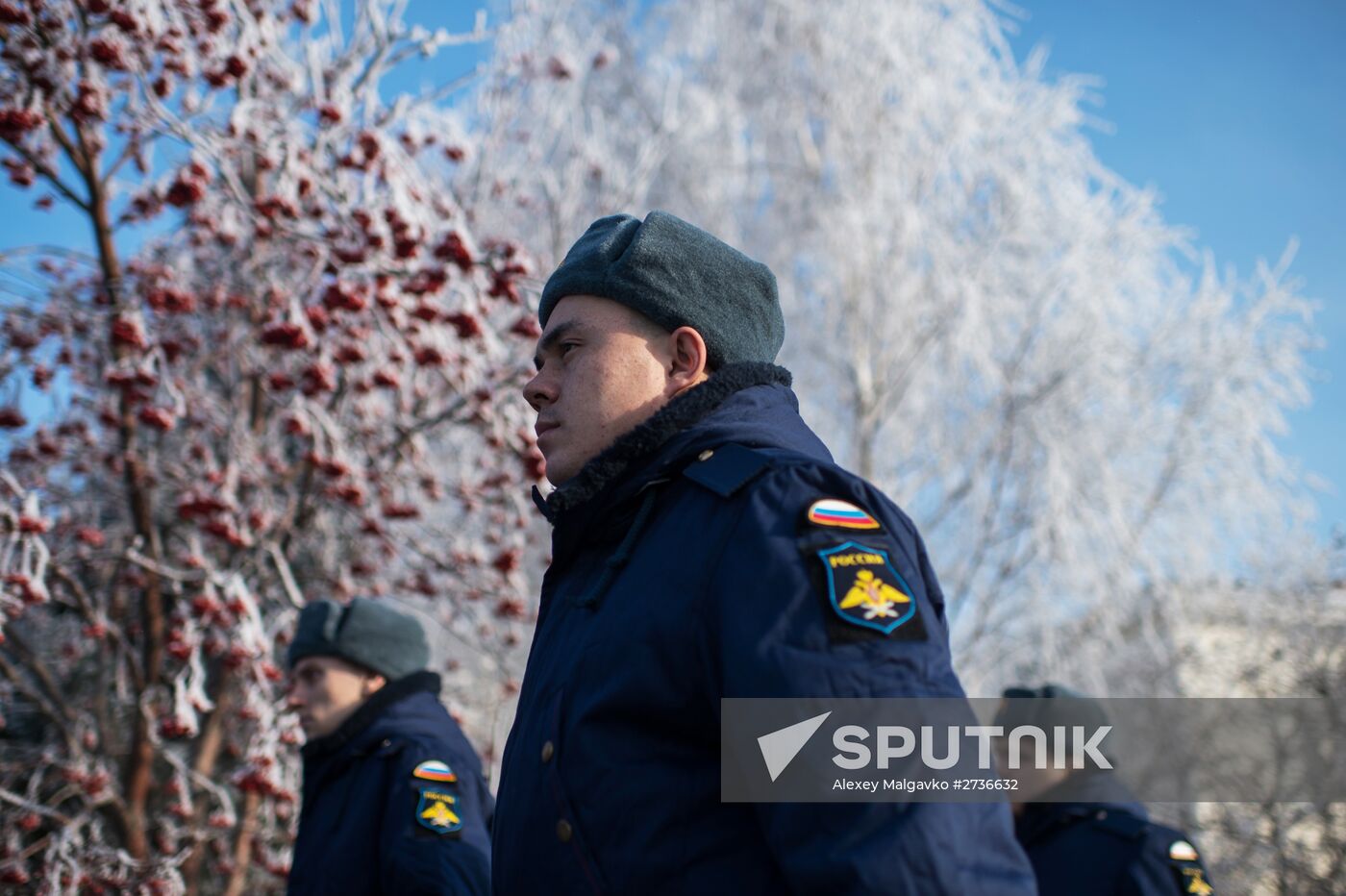 Calling up for miltiary service in Russian towns