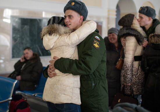 Calling up for miltiary service in Russian towns