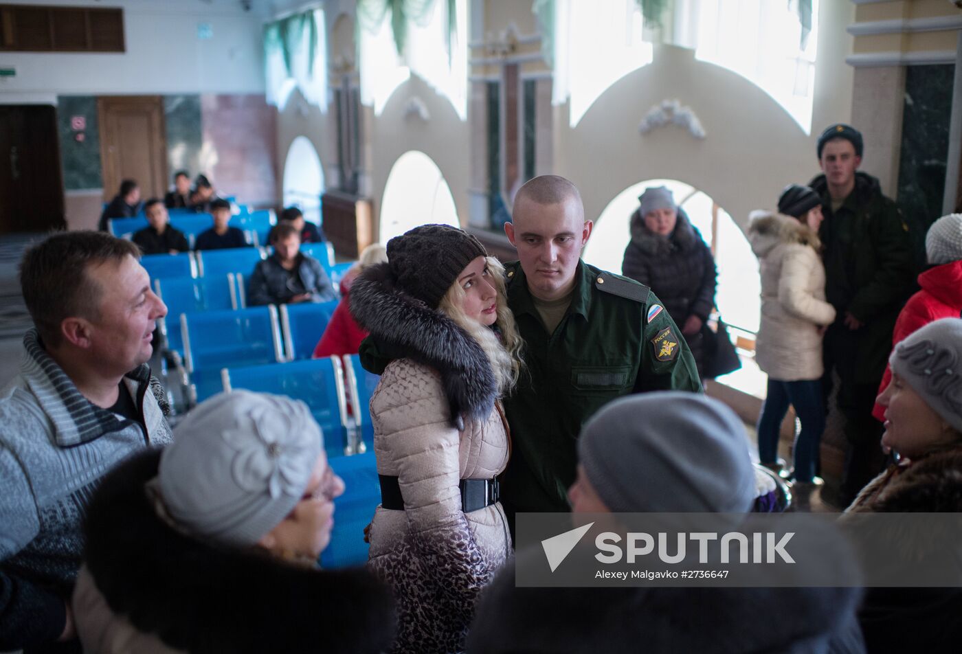 Calling up for miltiary service in Russian towns