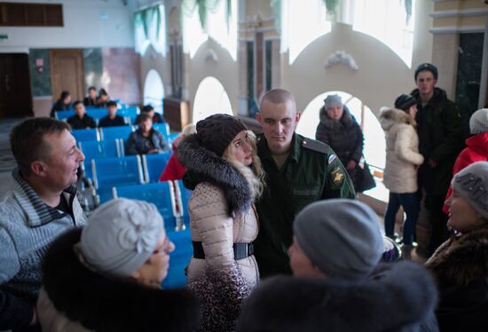 Calling up for miltiary service in Russian towns