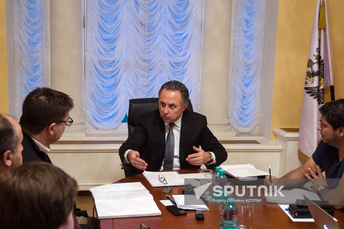 Russian Minister of Sport Vitaly Mutko gives news conference