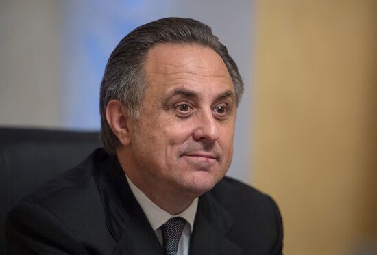 Russian Minister of Sport Vitaly Mutko gives news conference