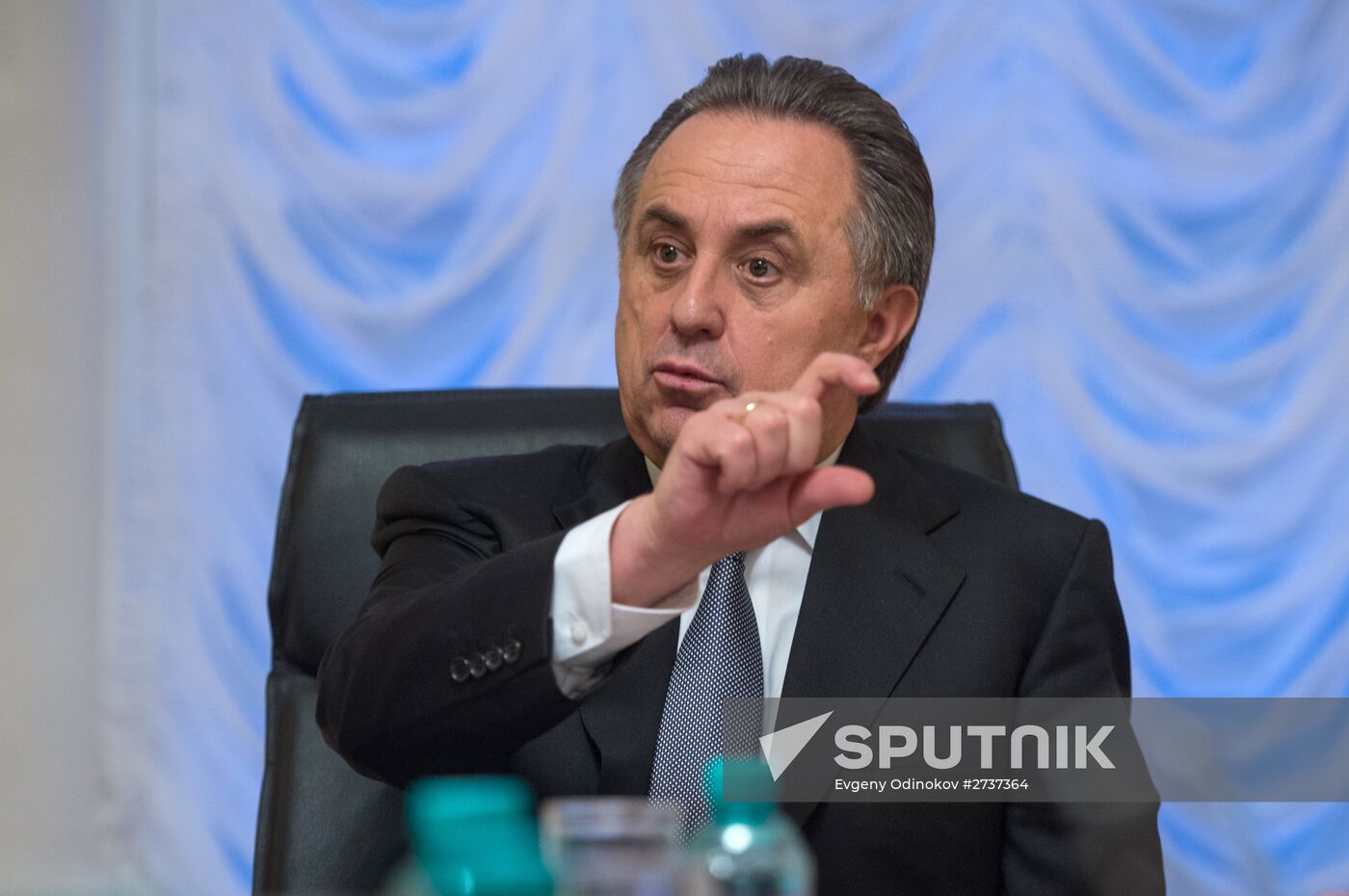 Russian Minister of Sport Vitaly Mutko gives news conference