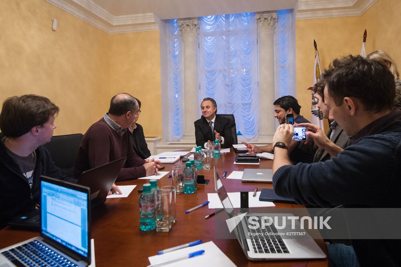 Russian Minister of Sport Vitaly Mutko gives news conference