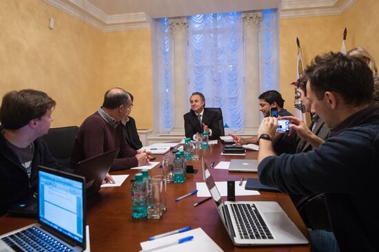 Russian Minister of Sport Vitaly Mutko gives news conference