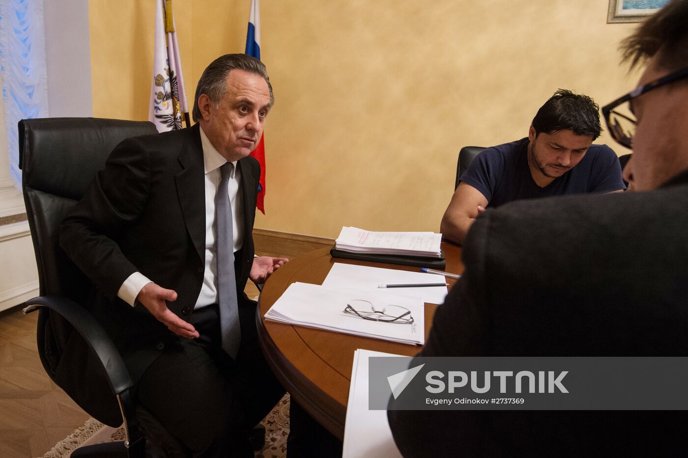 Russian Minister of Sport Vitaly Mutko gives news conference