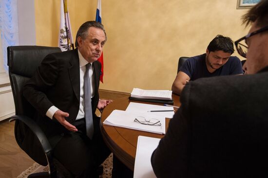 Russian Minister of Sport Vitaly Mutko gives news conference