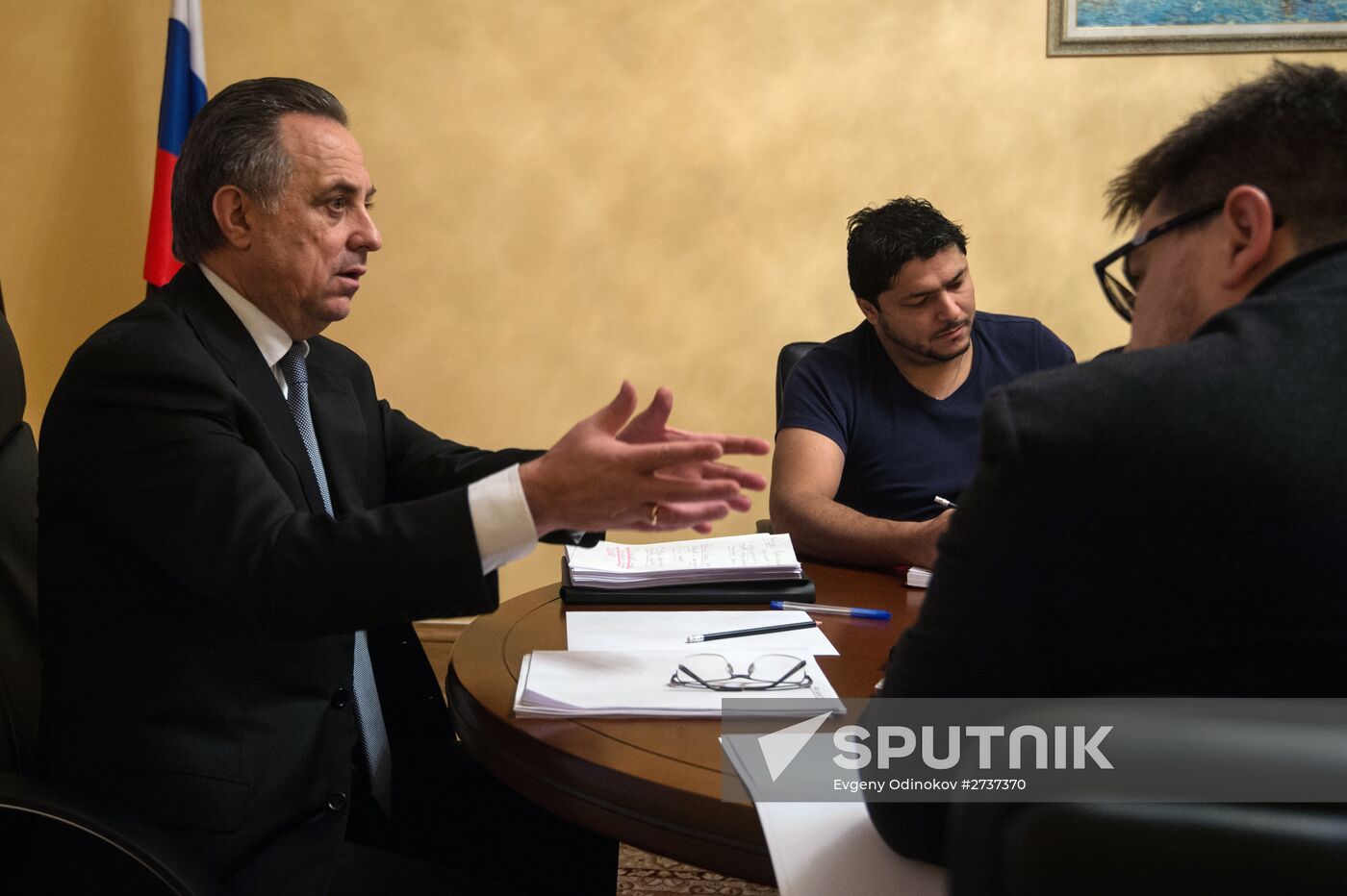 Russian Minister of Sport Vitaly Mutko gives news conference