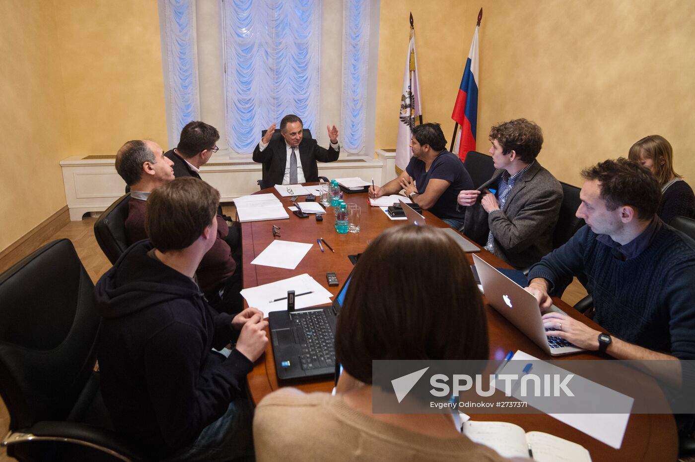 Russian Minister of Sport Vitaly Mutko gives news conference