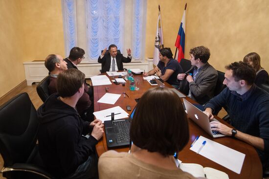 Russian Minister of Sport Vitaly Mutko gives news conference