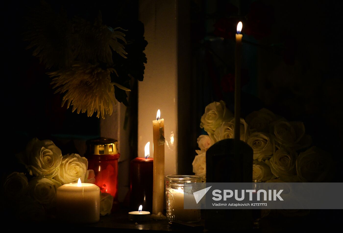 Flowers at French embassy in Moscow