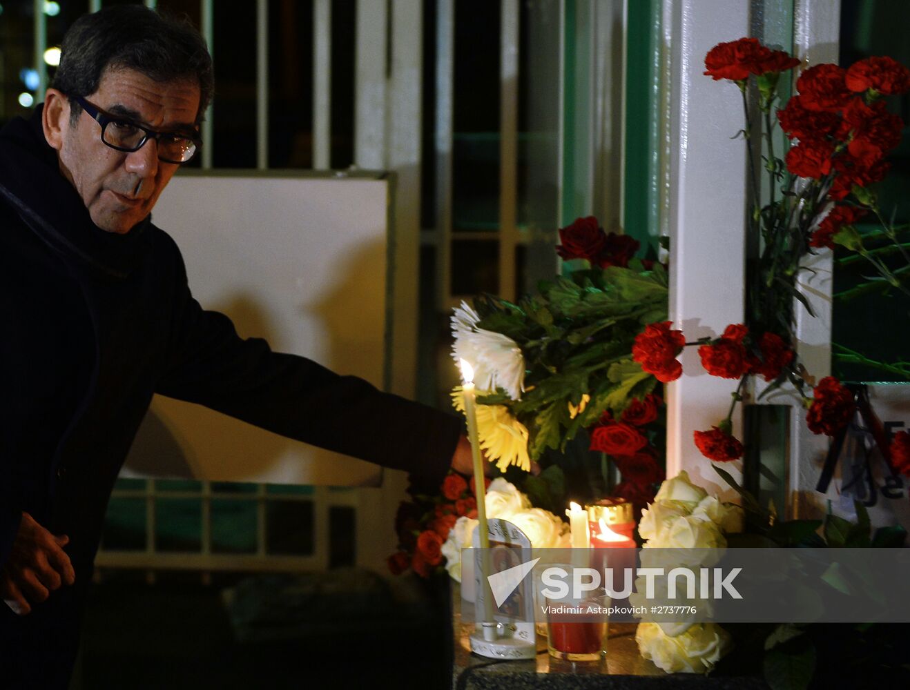 Flowers at French embassy in Moscow