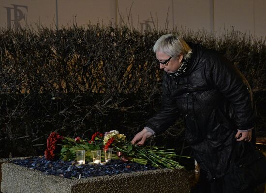 Flowers at French embassy in Moscow