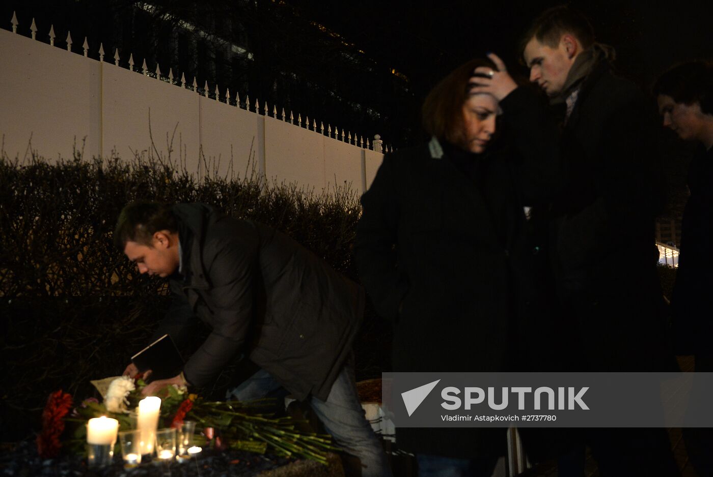 Flowers at French embassy in Moscow