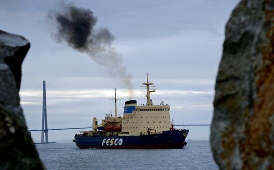 Krasin icebreaker arrives in Vladivostok port
