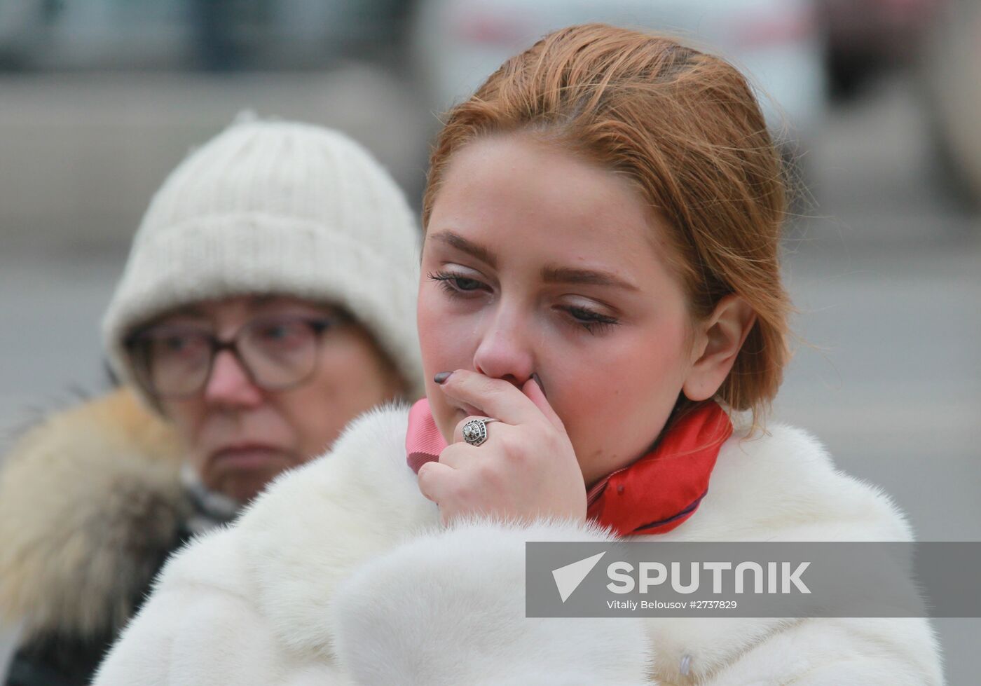Flowers at French embassy in Moscow