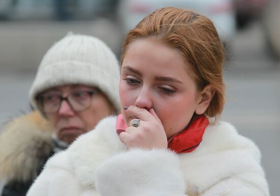 Flowers at French embassy in Moscow