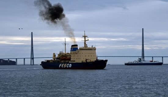 Krasin icebreaker arrives in Vladivostok port