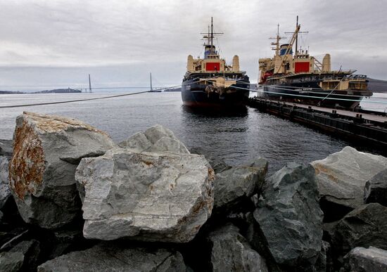 Krasin icebreaker arrives in Vladivostok port