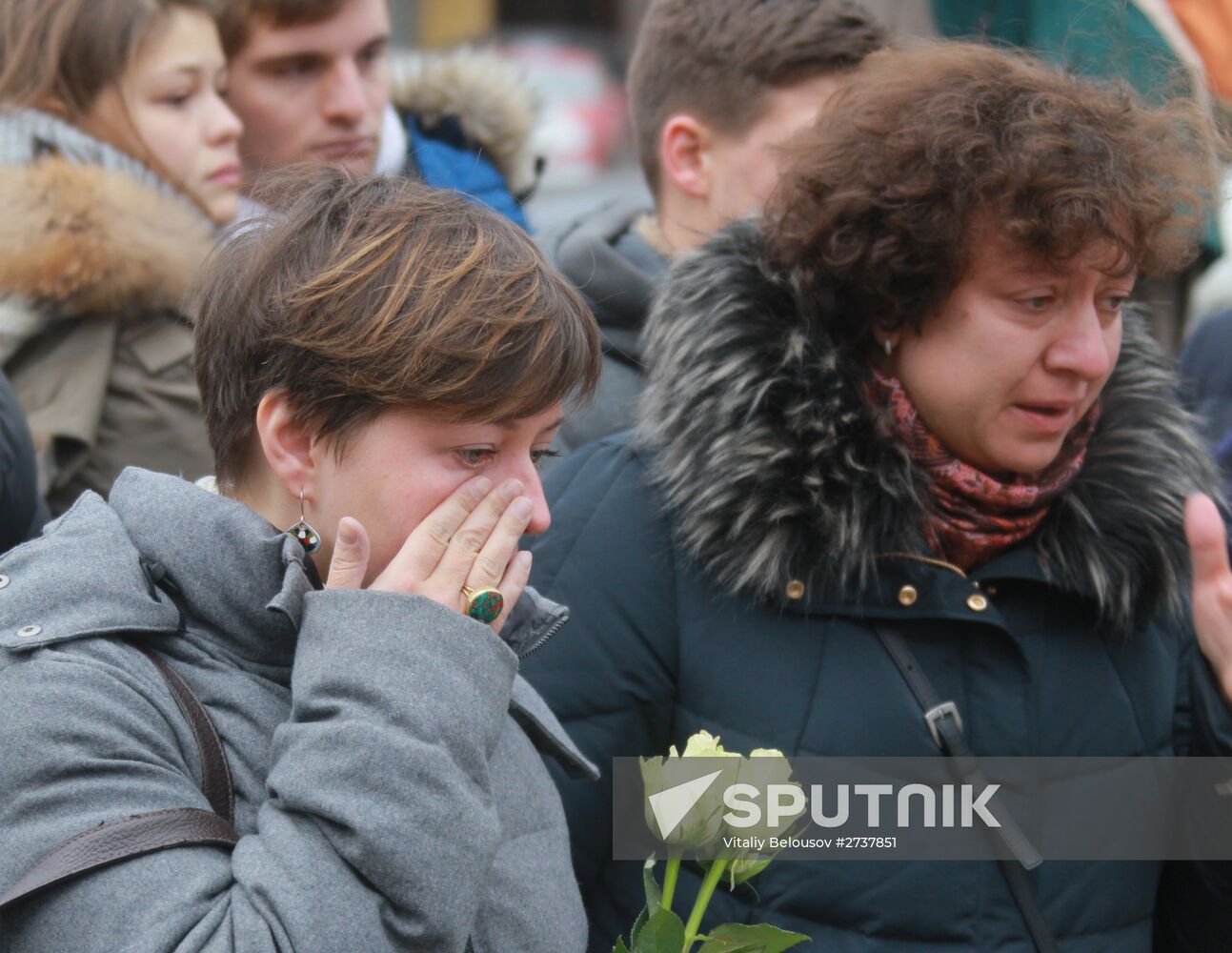 Flowers at French embassy in Moscow