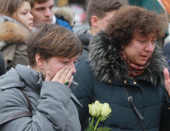 Flowers at French embassy in Moscow