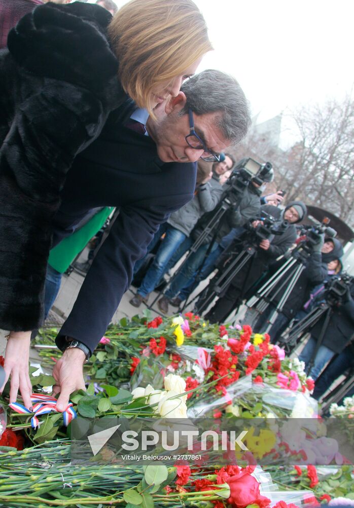 Flowers at French embassy in Moscow