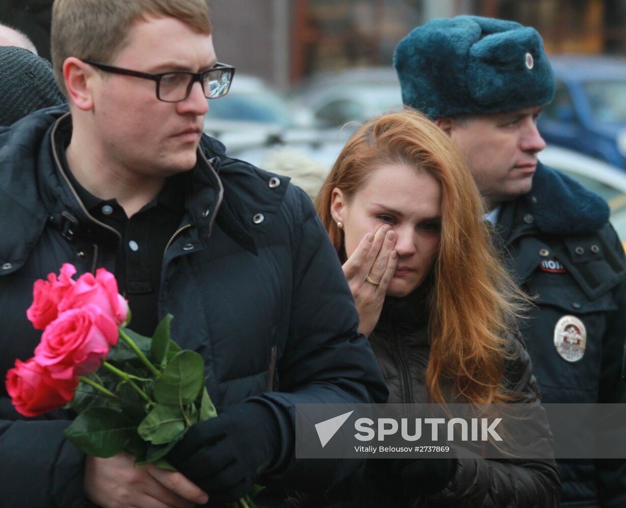 Flowers at French embassy in Moscow