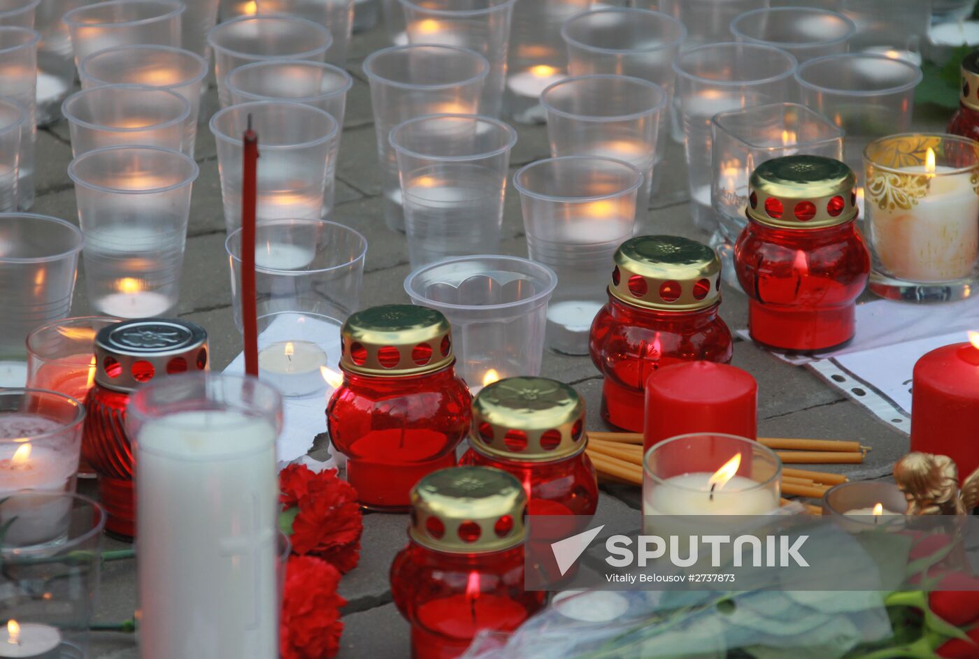 Flowers at French embassy in Moscow