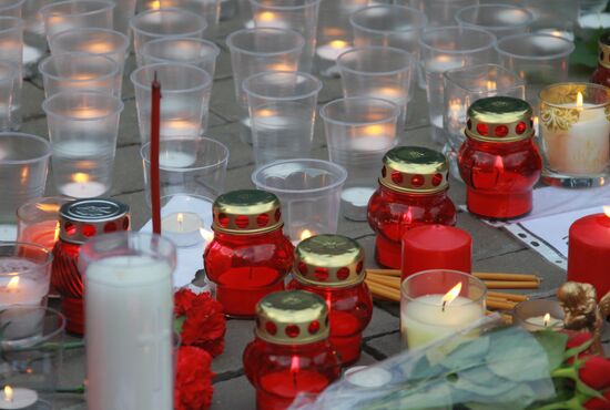 Flowers at French embassy in Moscow