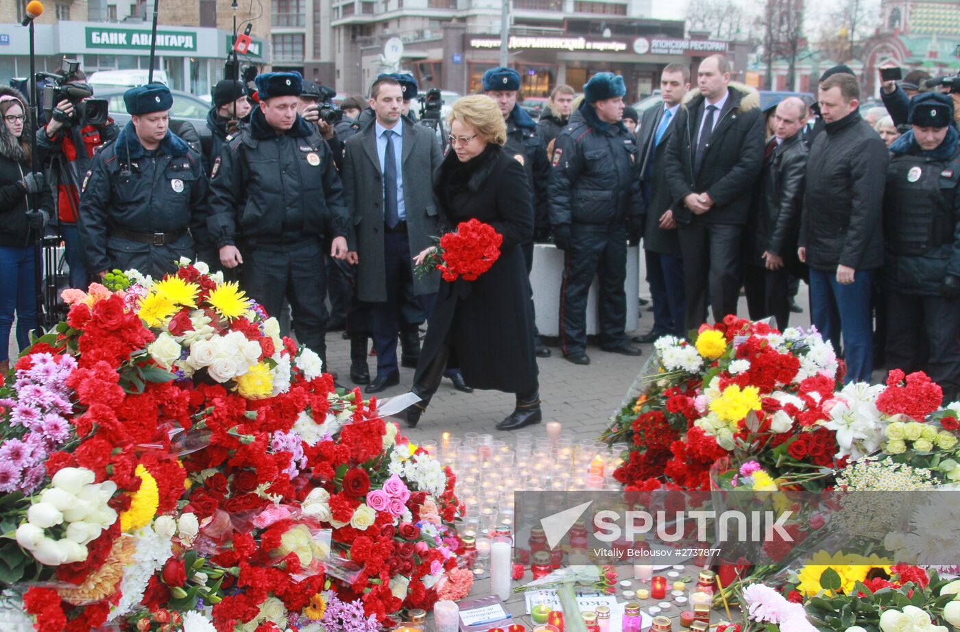 Flowers at French embassy in Moscow