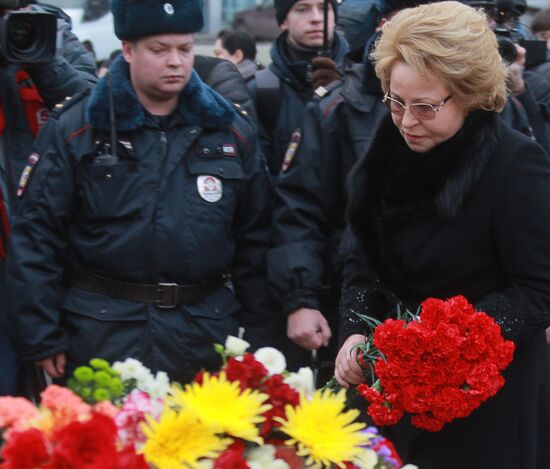 Flowers at French embassy in Moscow