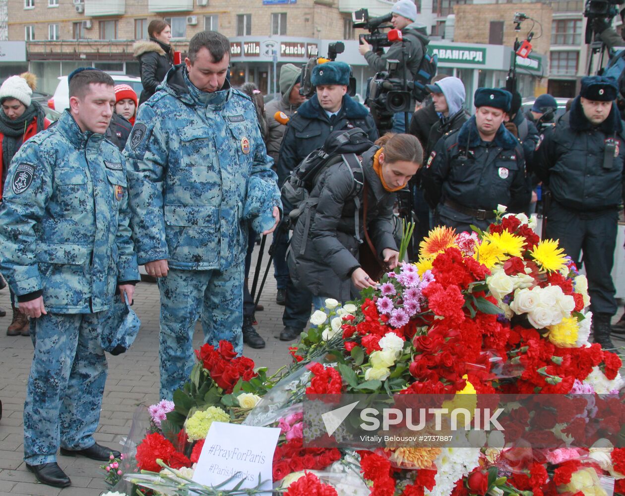 Flowers at French embassy in Moscow