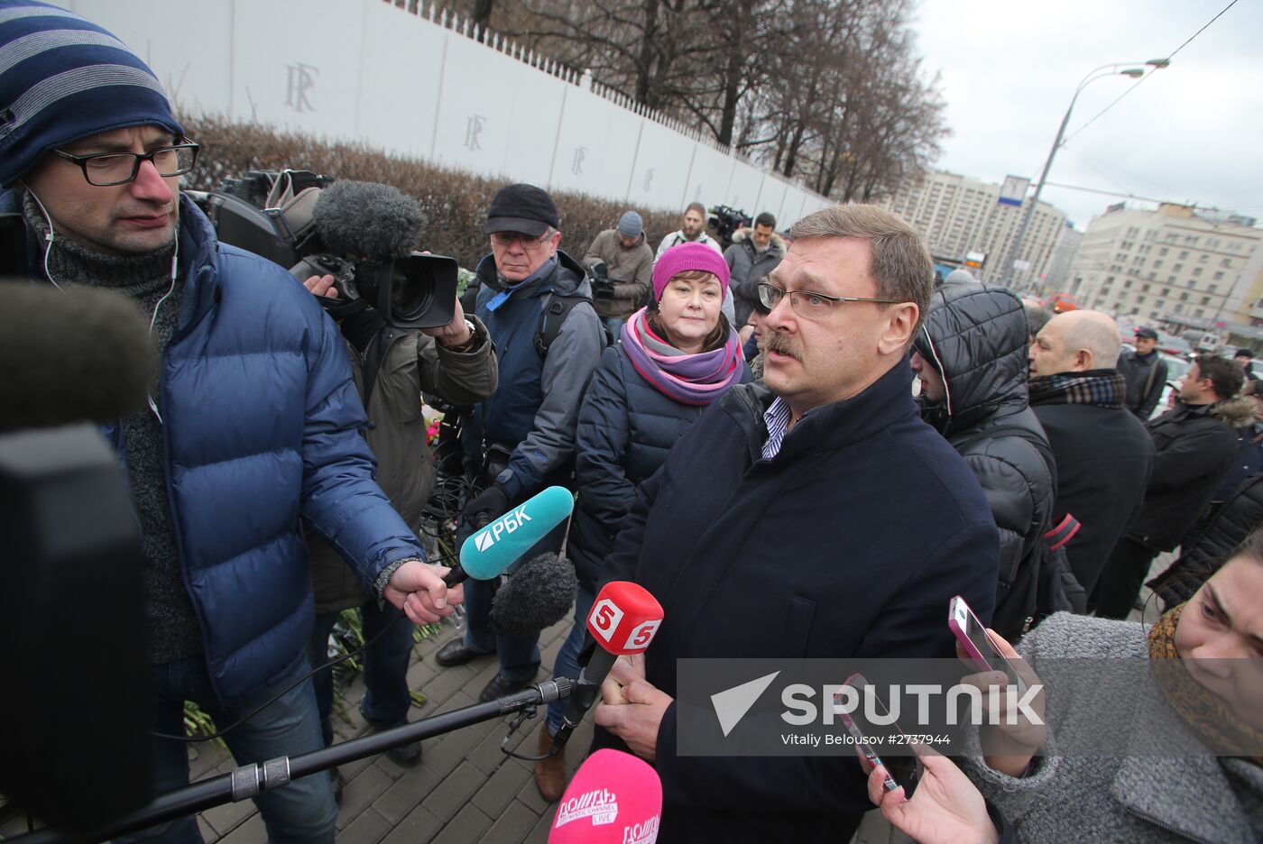 Flowers at French embassy in Moscow