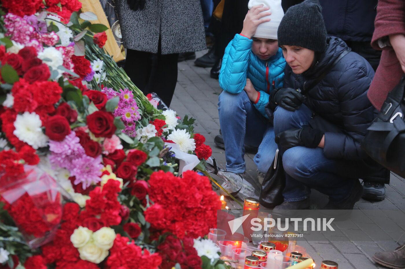 Flowers at French embassy in Moscow