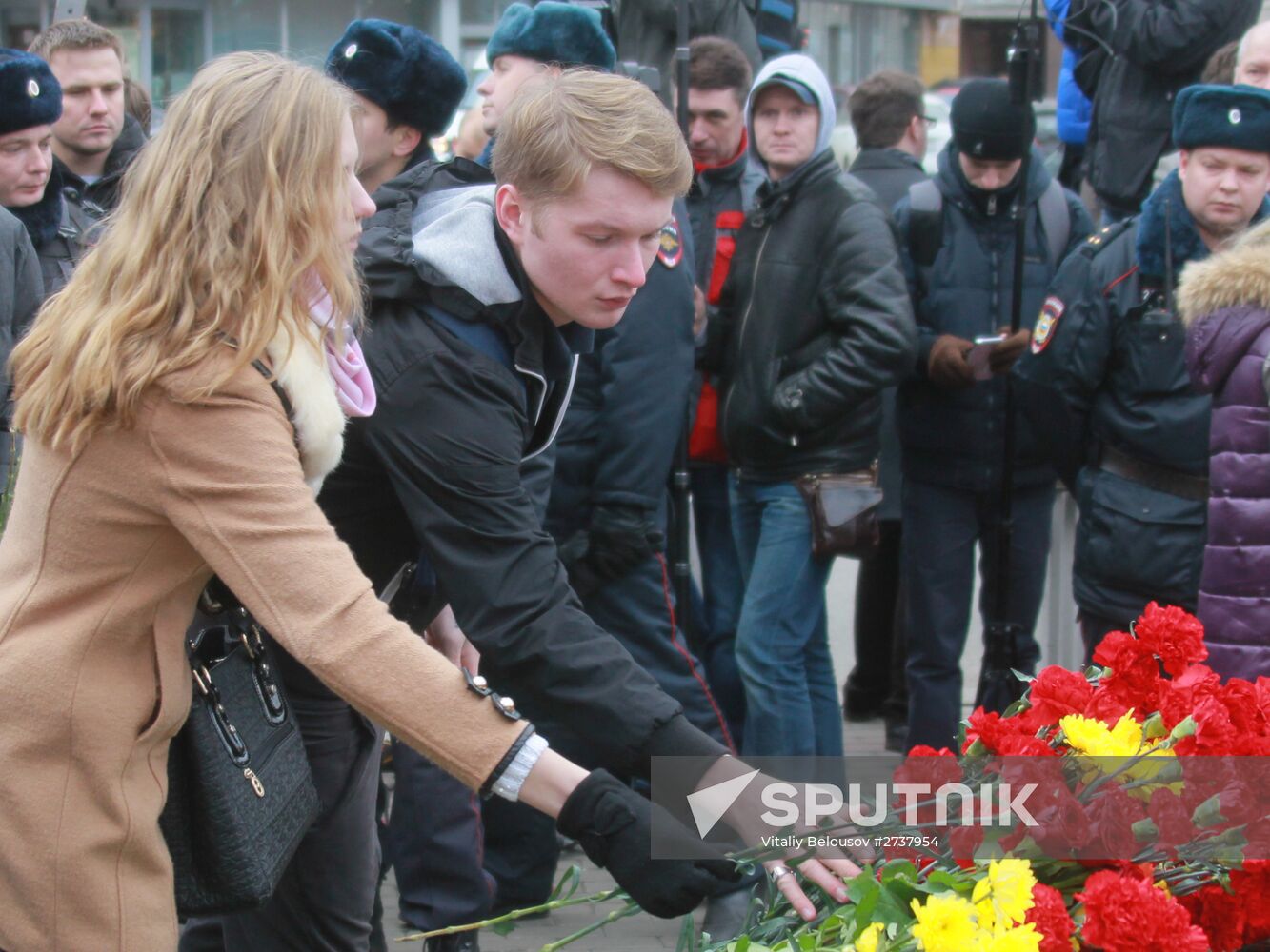 Flowers at French embassy in Moscow