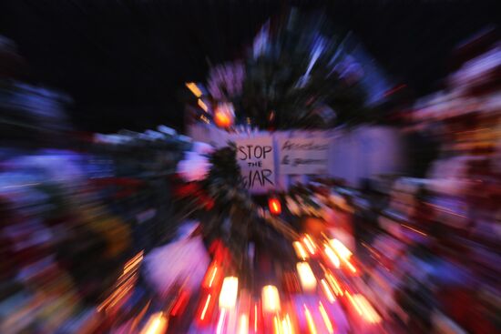 Flowers at French embassy in Moscow