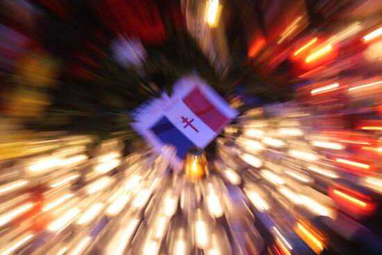 Flowers at French embassy in Moscow