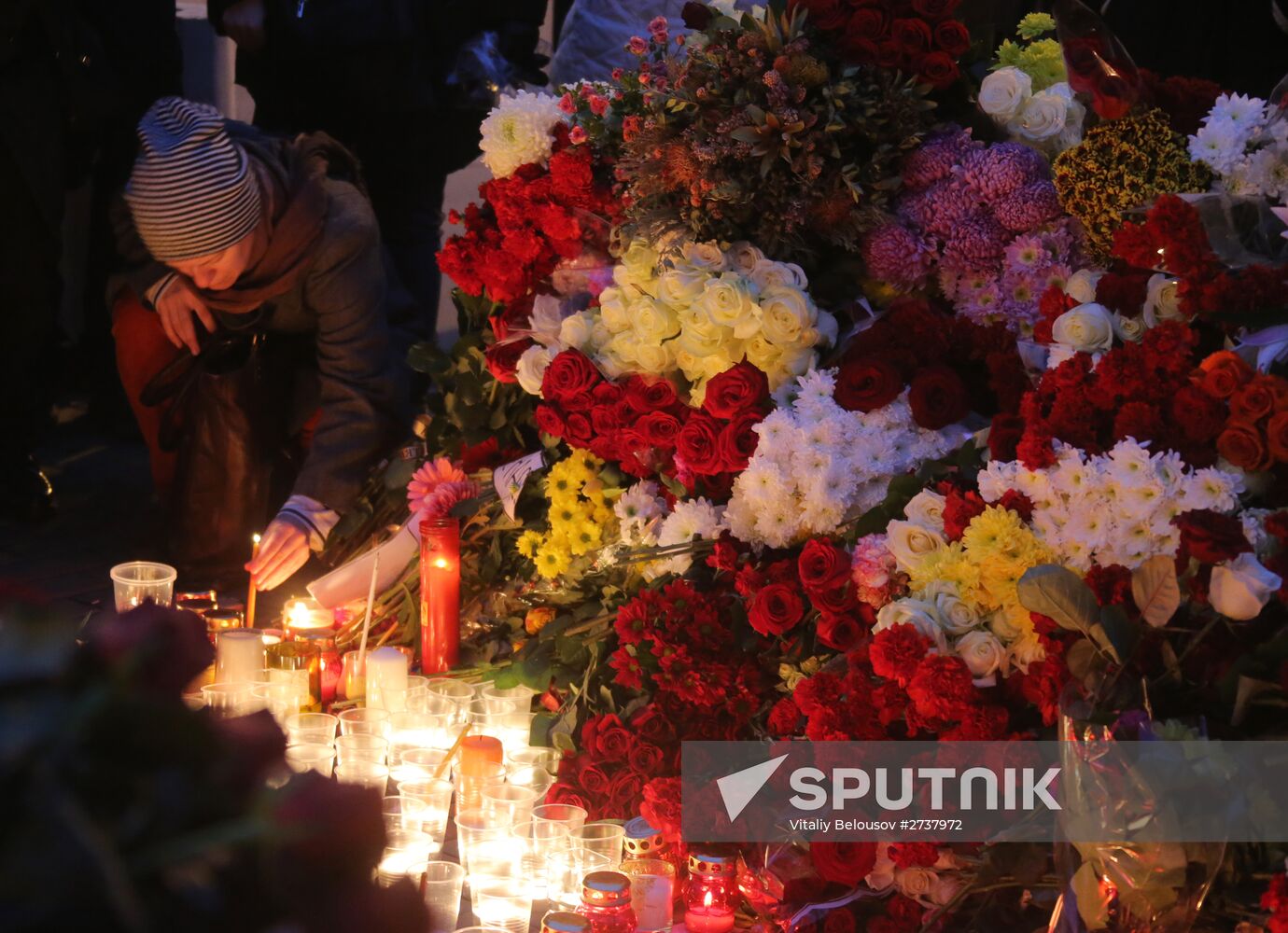 Flowers at French embassy in Moscow