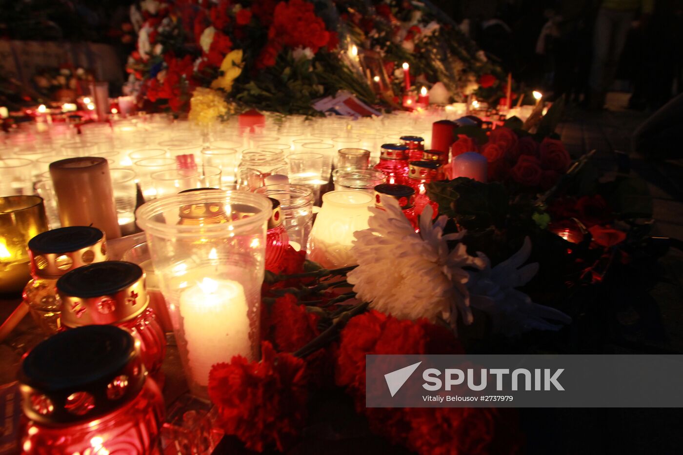 Flowers at French embassy in Moscow