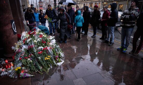 Flowers by French consulate in St. Petersburg