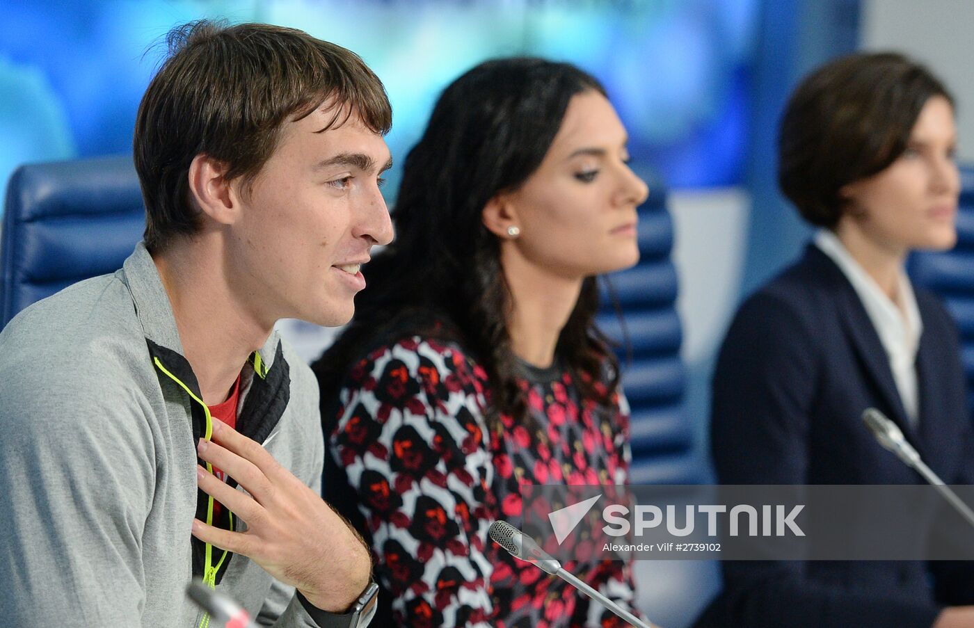 Press conference by Russian track-and-field athletes
