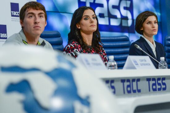 Press conference by Russian track-and-field athletes
