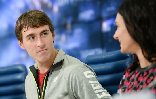 Press conference by Russian track-and-field athletes
